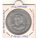 FILIPPINE Peso 1963 Argento KM# 193 100 Anniv. Nascita di Andres Bonifacio Circolata